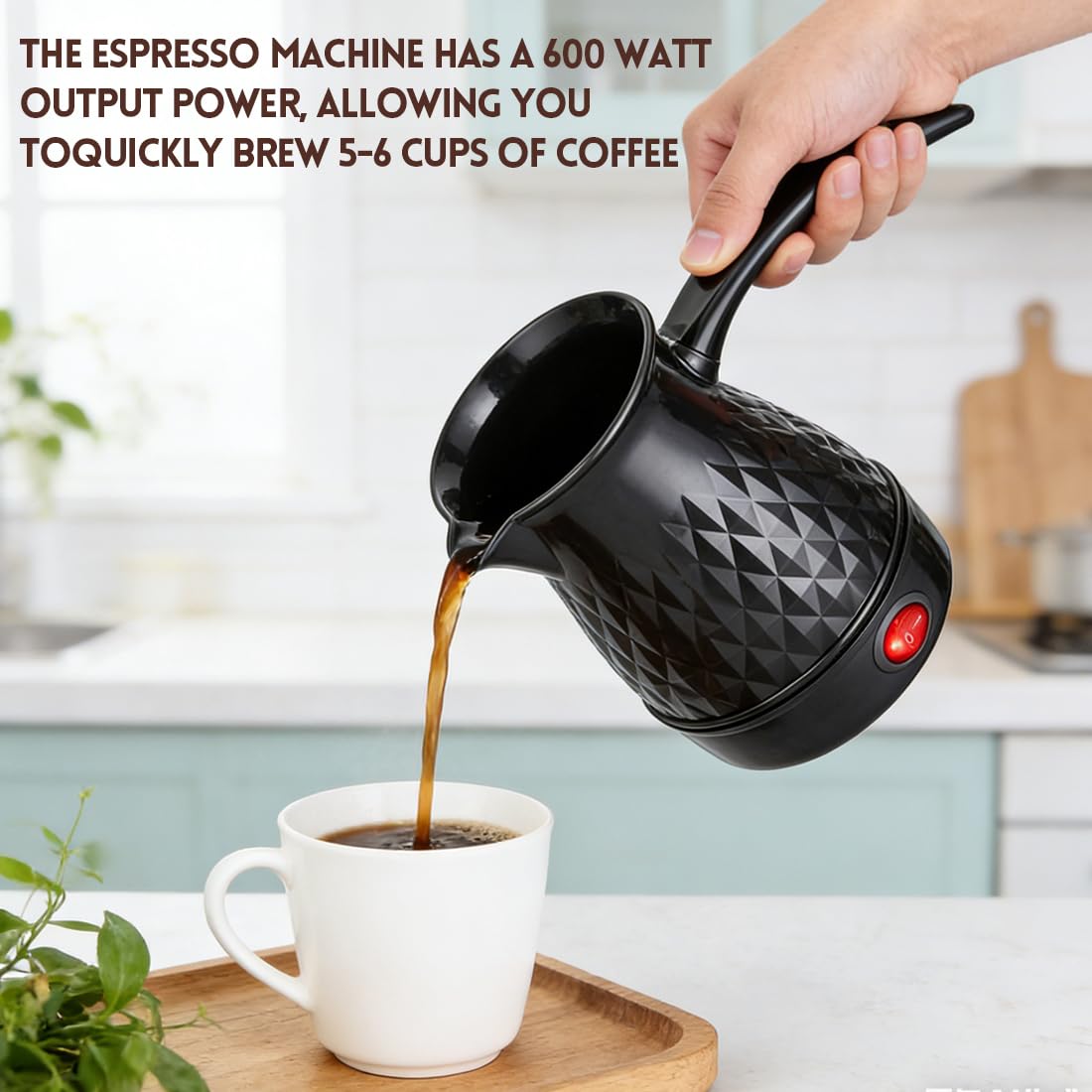 Yuragim Cafetera Eléctrica Turca 500 ml Cafetera Turca Eléctrica con Manija, Máquina de Café Café Eléctrica Turca, Cafetera Moka, para Hogar, Oficina, Viajes