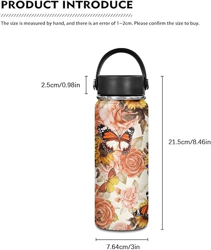 Miniatura 105 de Flashideas Blue Butterfly - Botellas de agua de acero inoxidable aisladas al vacío, a prueba de fugas, ligeras, mantienen el frío y el calor, ideal