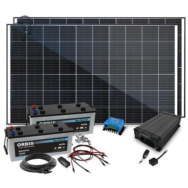 Insel Solaranlage PV-Anlage 2000W AC mit Panelen, Batterie, Victron Laderegler, Sinus Wechselrichter