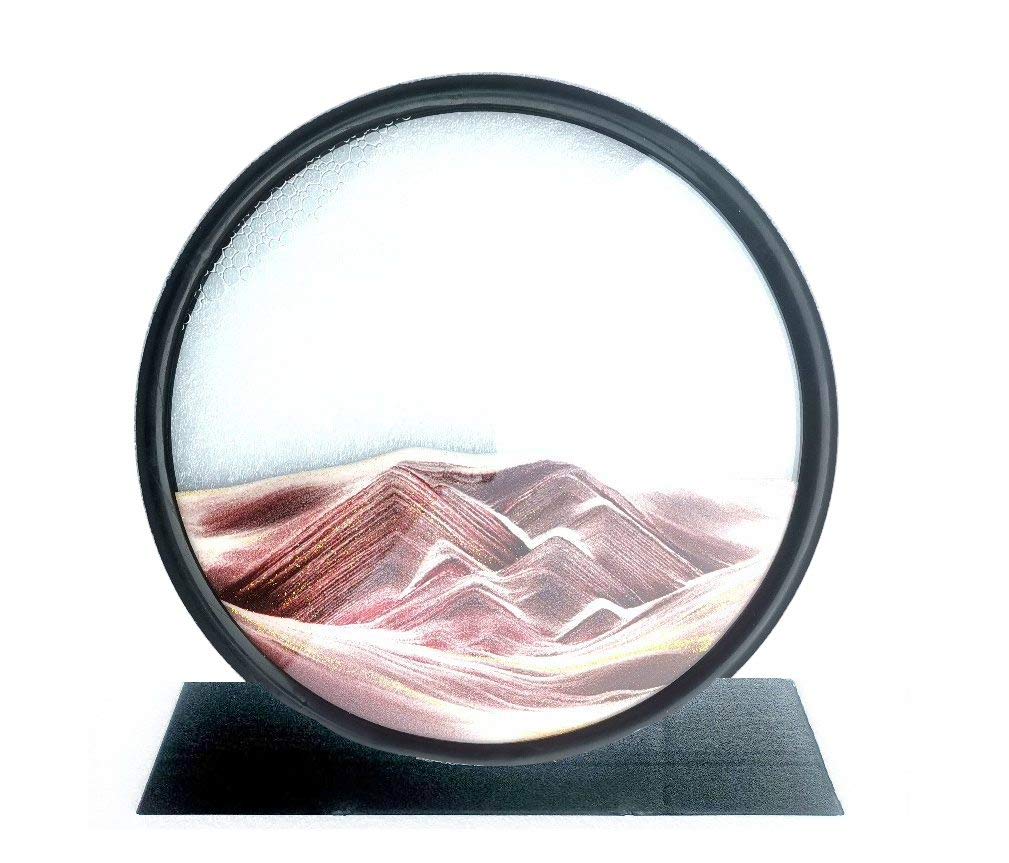 YAIHE Moving Sand Art Picture Round Frame Sandscapes in Motion with Blue Ocean Deep Sea Sand Art Sand 3D Paint Creation Relaxing Toy Desktop Concentration