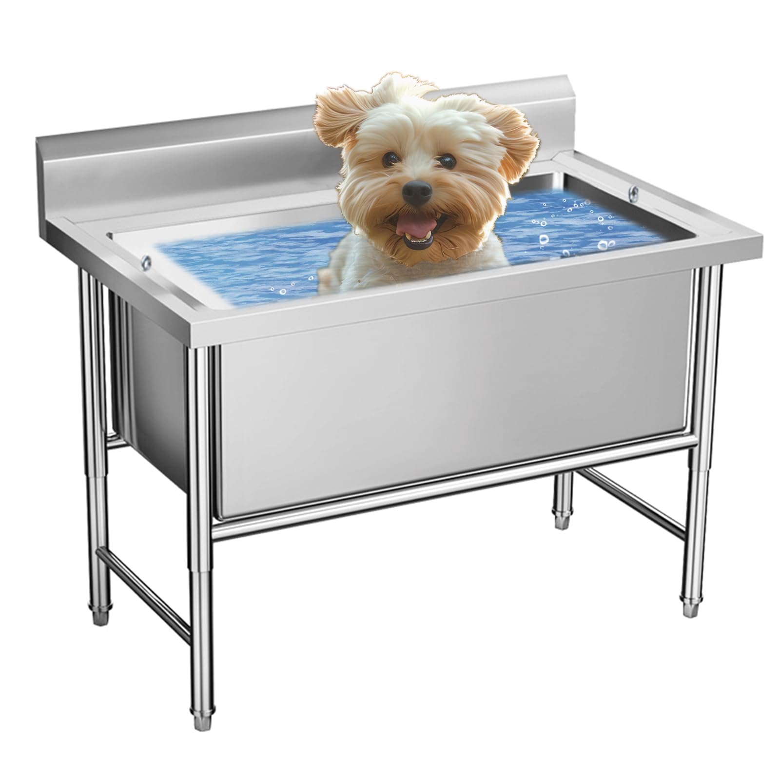 Vasca Professionale per la toelettatura dei Cani, Stazione per Il Bagno dei Cani in Acciaio Inossidabile, lavandino per la Pulizia della casa, Vasca da Bag,Depth 50cm/19.7in-100cm/39.4in