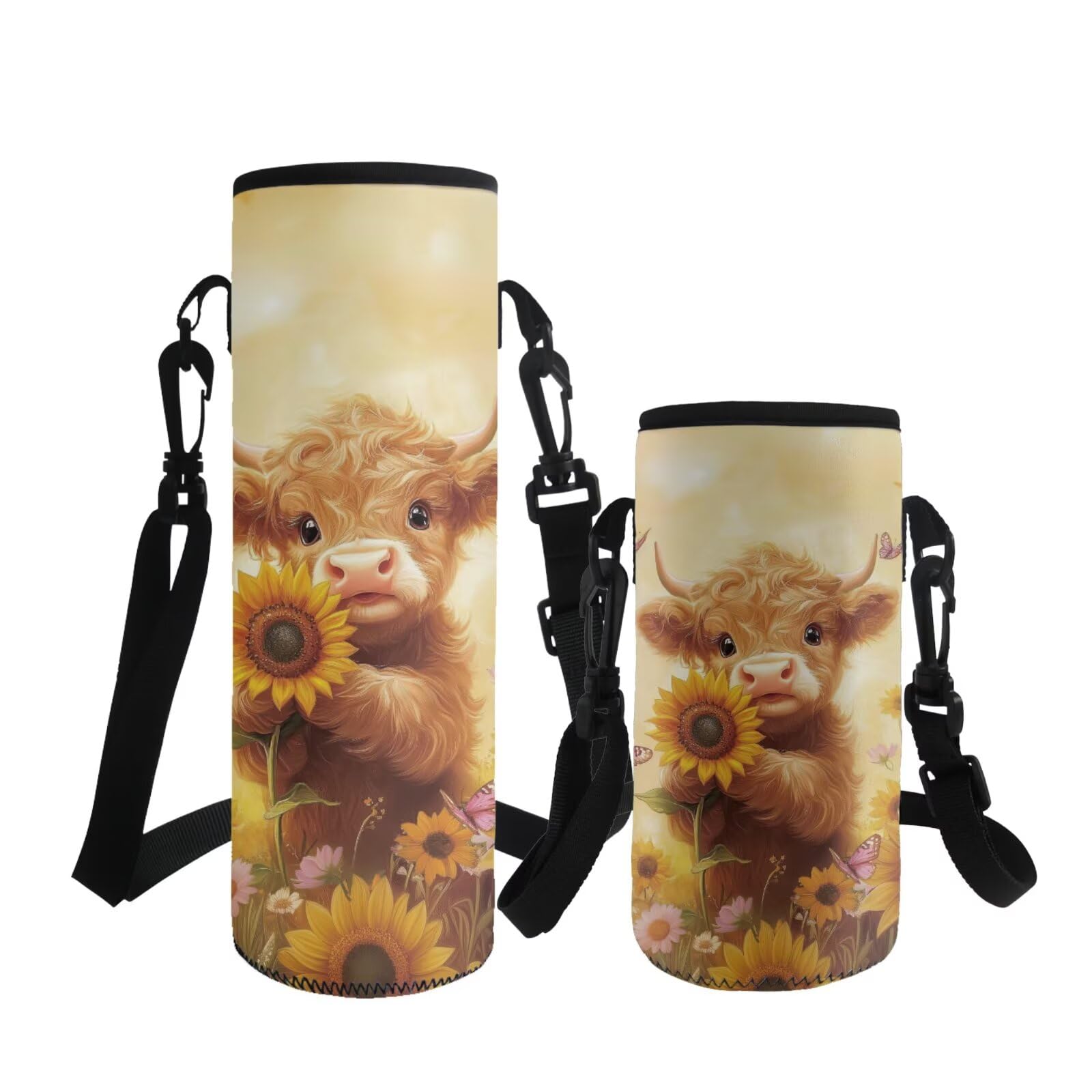 ASQVTIFE 500ml Water Bottle Carrier for School Insulated Cover Bag Strap Pouch Outdoor Calf Kids Insulated Neoprene Water Bottle Holder with Strap Animal Designs Toddler Kindergarten Elementary S — image 1