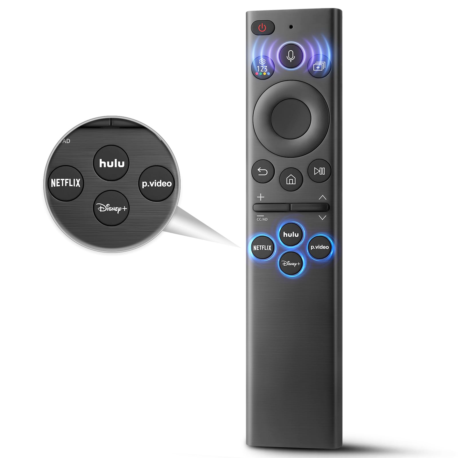 Voice Remote for Samsung-TV-Remote Replacement, Universal for 2019-2024 Samsung Smart TV Remote Control with Voice Control【No Solarcell】