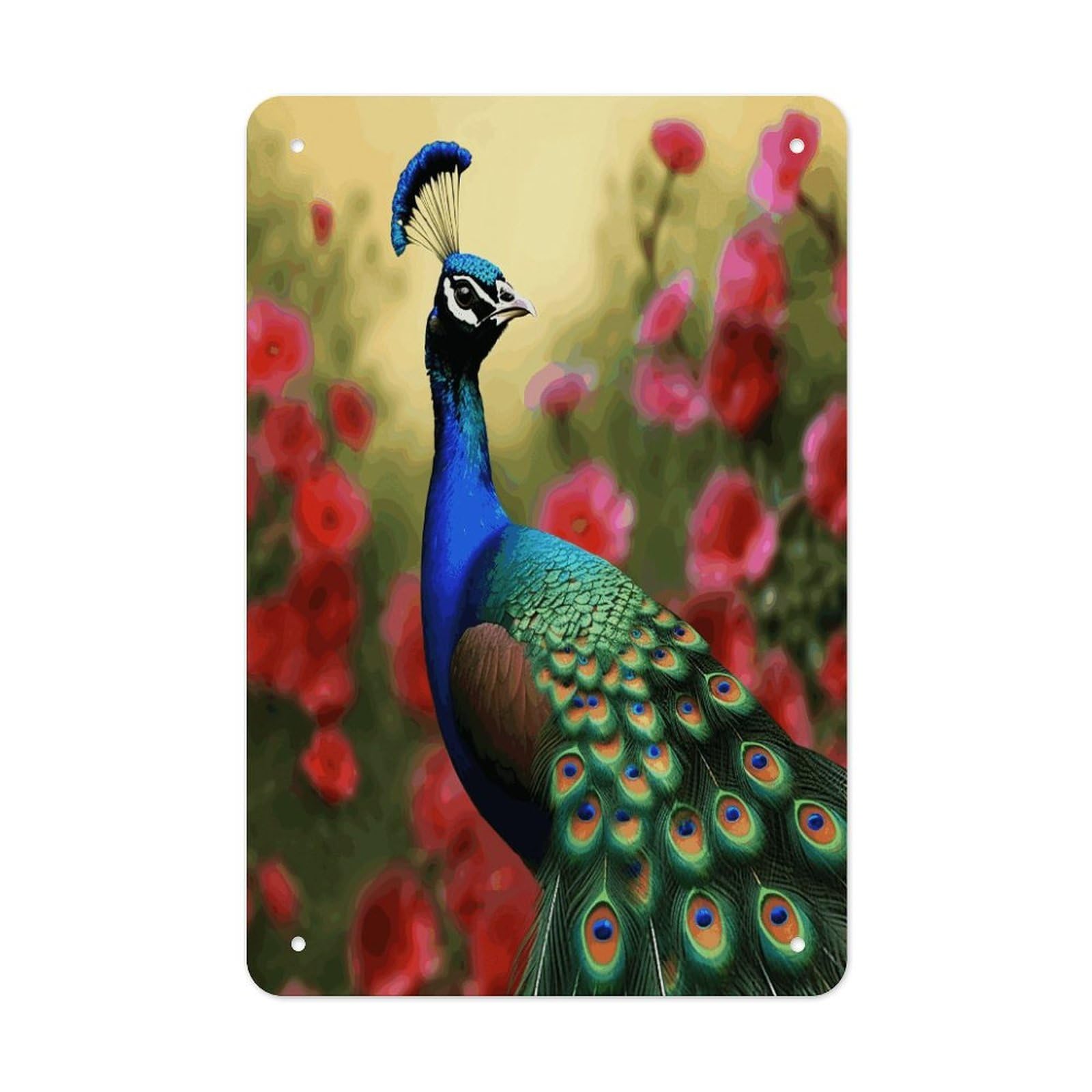 VstaDank Peacock Flowers Metal Tin Signs Personalized Wall Art Prints Decoration Art Poster Funny Vintage Tin Sign Iron Sheet Painting Metal Signboard Decor Painting for Wall Decor