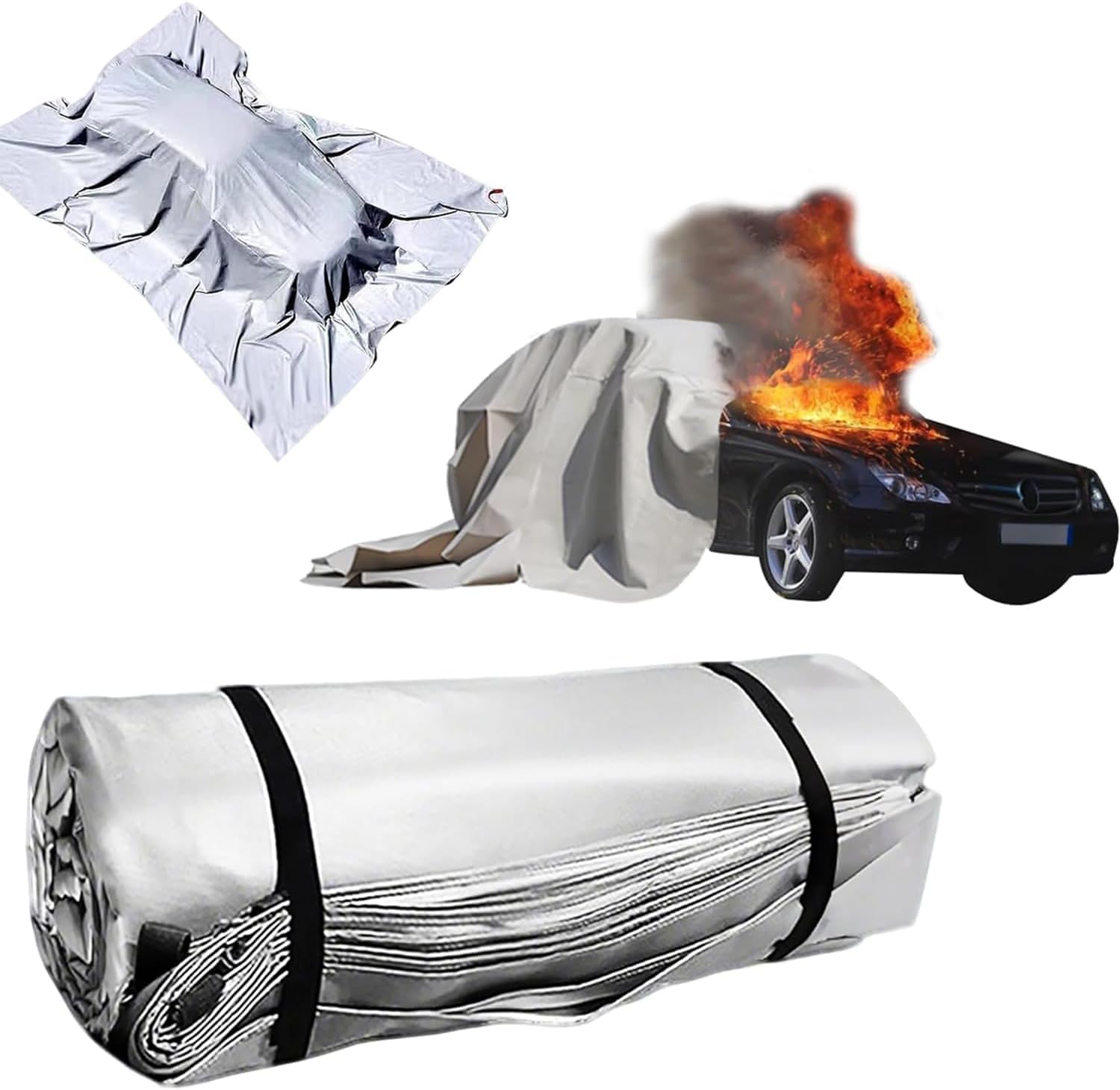 GZGHRZQS Emergency Fire Blanket – 1100°C Reusable Emergency Fire Suppression Blanket, Fibreglass Silicone Fabric, Rapid Extinguishing, for EV Battery Fires, Charging Stations, and Workshops