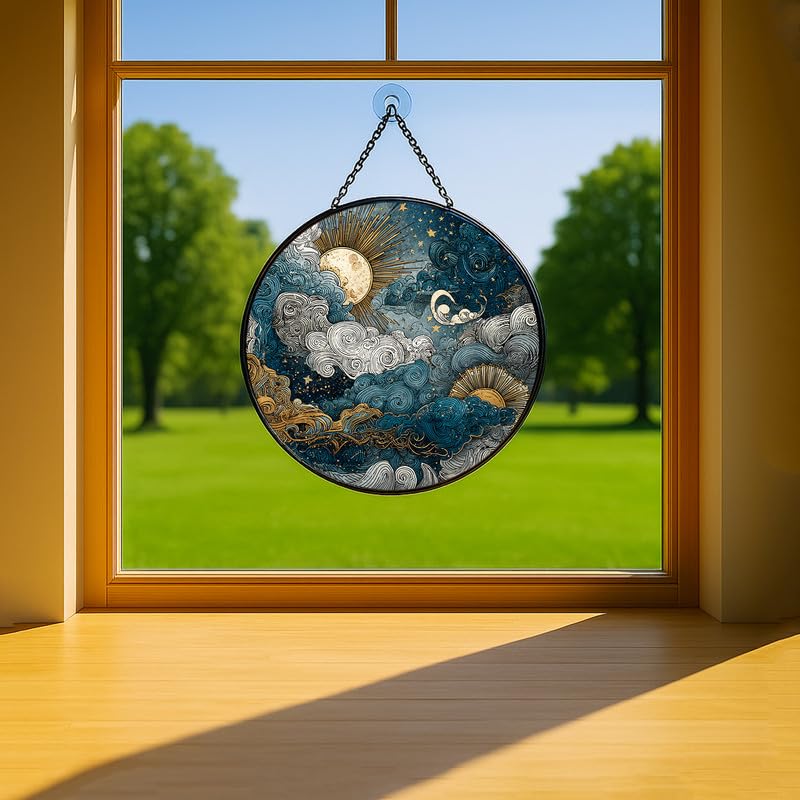 Himmlischer Himmel, Buntglas-Fensteraufhängung, Sonnenfänger, Innenfenster, Buntglasscheiben, Wanddekoration für Mutter, Ehefrau, Liebhaber, 30 cm