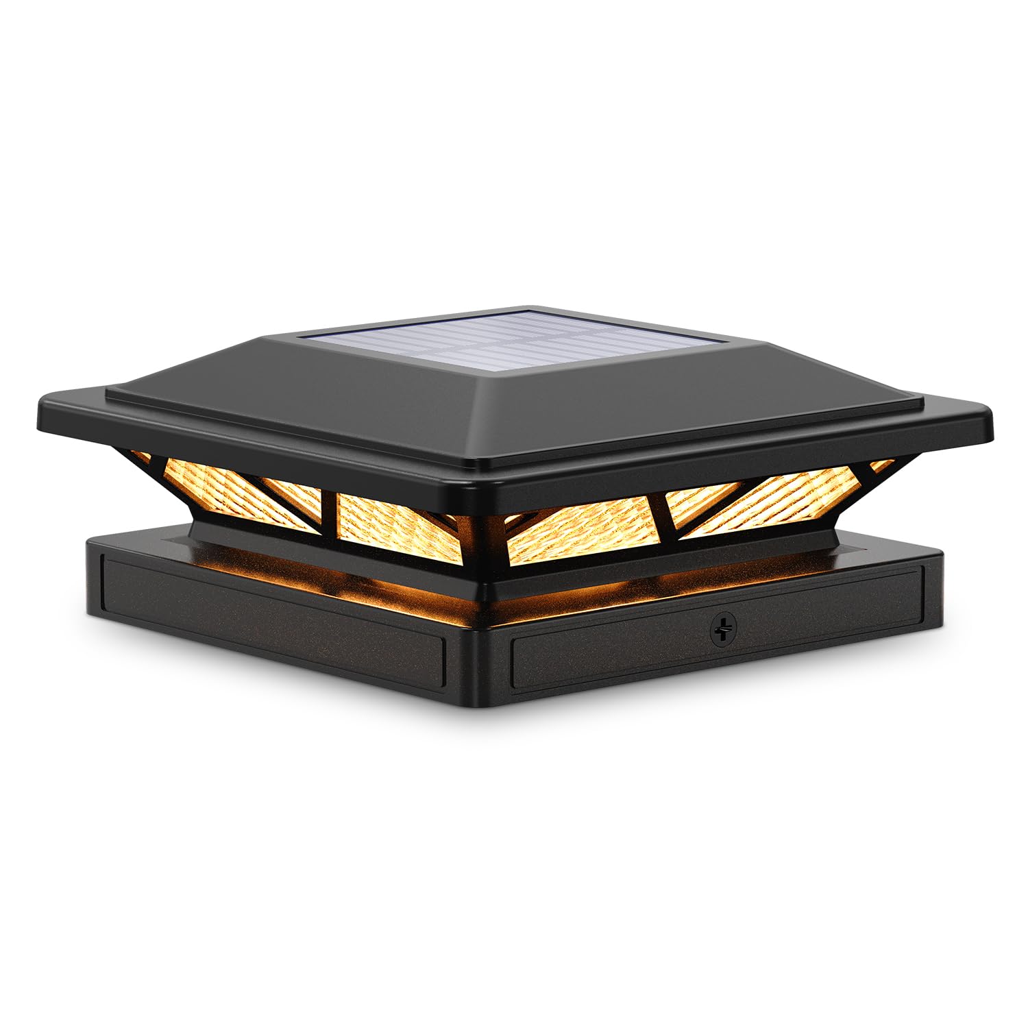 SIEDiNLAR Solar Post Cap Lights Outdoor 2 Modes 1 Pack Black, (Warm/White)