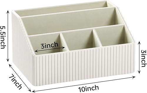 Miniatura 4 de Organizador de escritorio de piel sintética con posavasos, suministros de oficina de lujo, soporte de control remoto para escritorio de oficina,