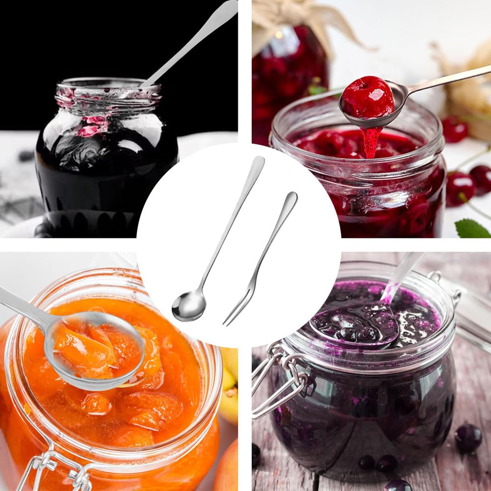 2 Stück Edelstahl-Olivenlöffel, Olivenlöffel Und Gurkengabel, Edelstahl Langer Griff Pick Jar Servierlöffel, Löffel Kochlöffe, Für Die Heimische Küche Restaurant Buffet olive Spoon