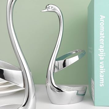 AnSaw Luxurious Large Silver Swan Base Holder for Wedding Dining & Coffee Bar, Ideal Entertaining Table Decorative