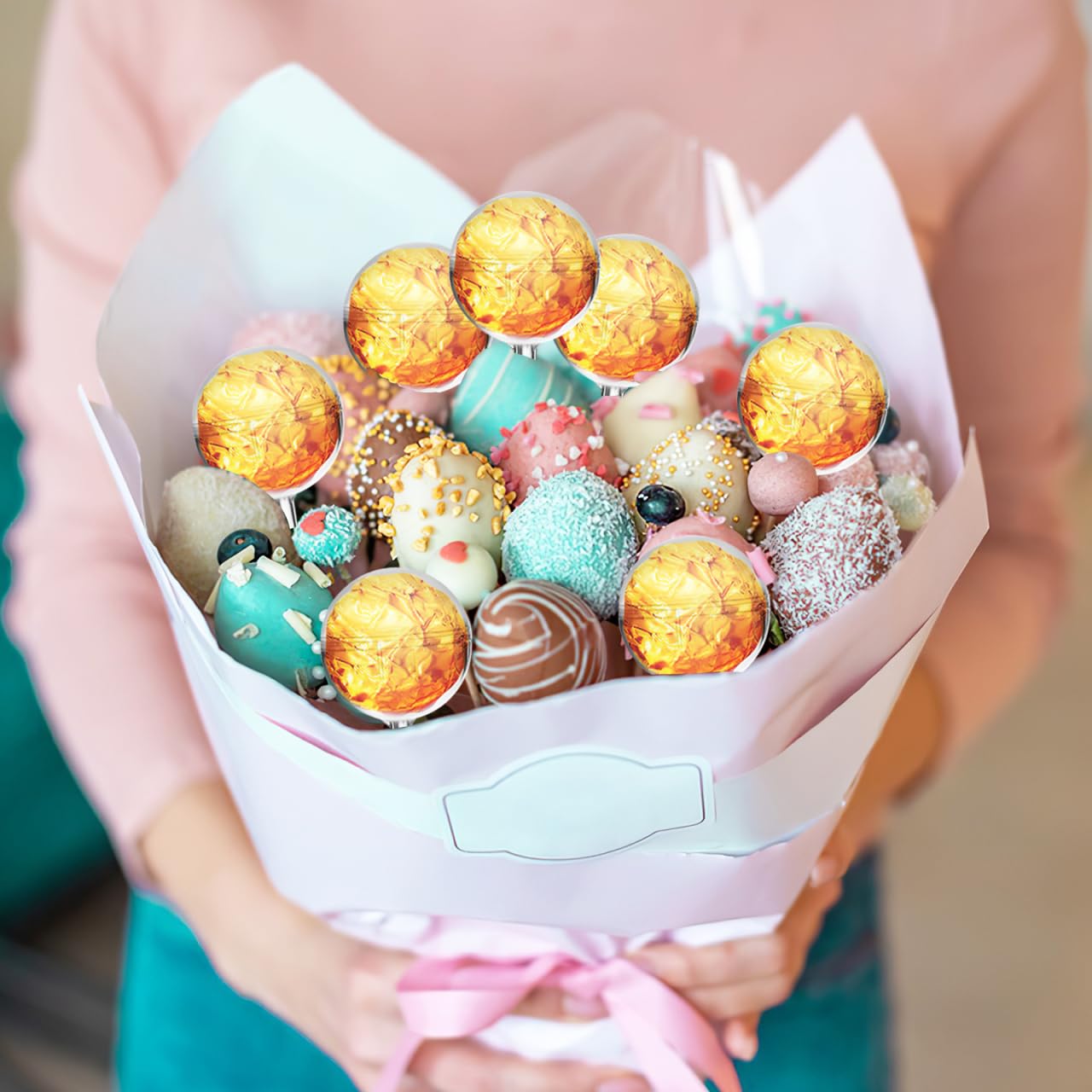 Gatuida Lot de 80 supports ronds transparents pour chocolats, bouquets de bonbons, fleurs de chocolat pour emballage de bouquet, mariage, Saint-Valentin, anniversaire