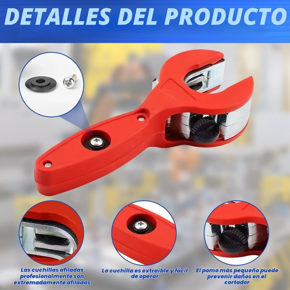 Cortador de tubos de trinquete con 3 ruedas de repuesto y herramientas de desbarbado, 8-29 mm, cortador de tubos de cobre, cortador de tubos de precisión, acero inoxidable, tubos de cobre, adecuado