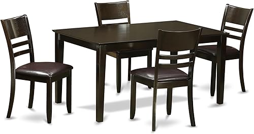 Miniatura 13 de East West Furniture CALY6-CAP-W Juego de mesa y sillas de cocina de 6 piezas contiene una mesa de comedor rectangular y 4 sillas de comedor con