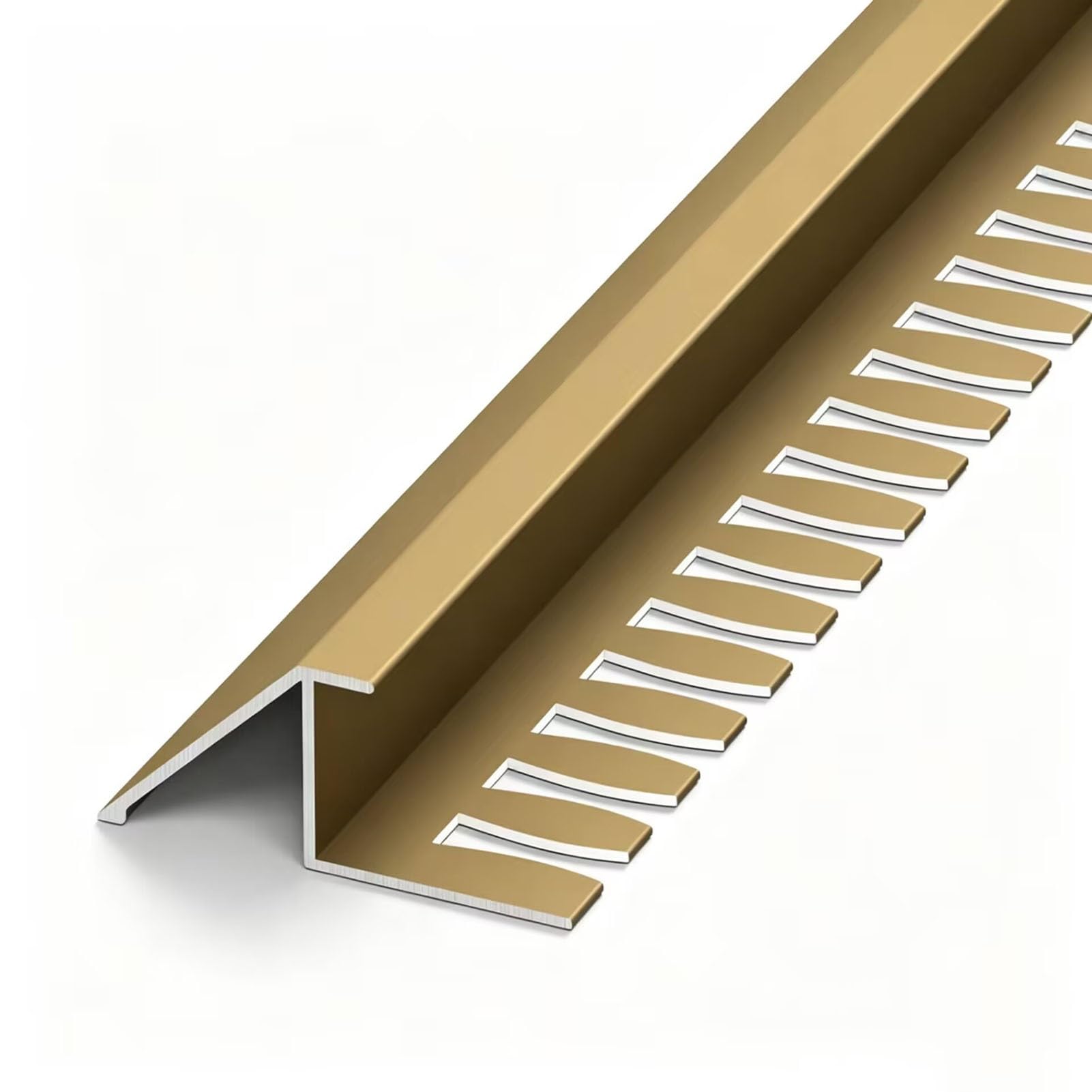 Perfil de Transición para Suelo Perfil de Transición Metálico para Suelos Irregulares, Separador de Umbral de Aluminio, Perfil de Remate para Transición de Madera a Baldosa(Gold)