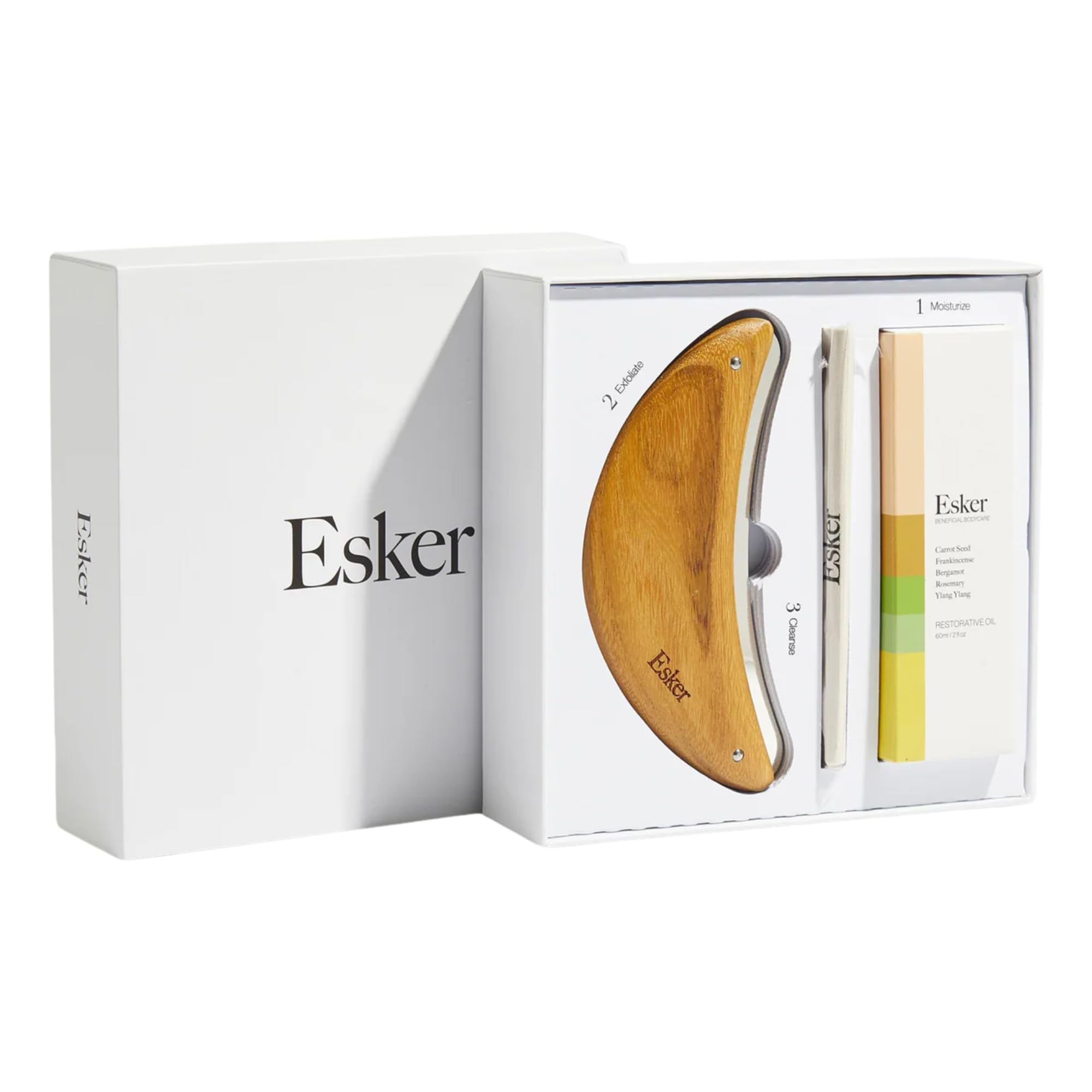 Esker - Limited Edition Body Plane Lymphatic Drainage Massager Set With Luxury Firming Oil | Vegan, Cruelty-Free, Clean Beauty (3 Piece Gift Set)