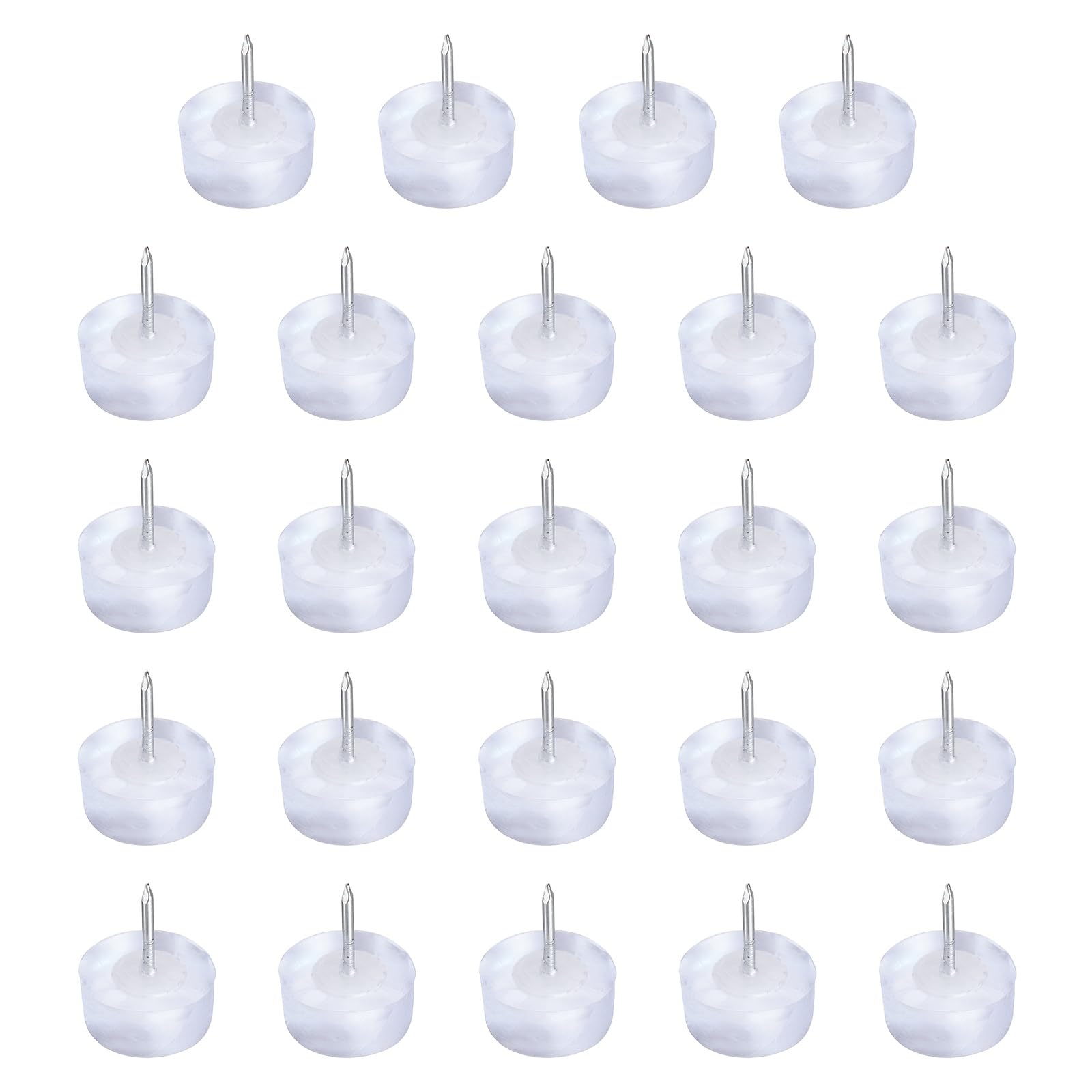 sourcing map 24Pcs Furniture Sliders, 20mm Round Plastic Furniture Guides Nail-on Pads, Hardwood Floor Protectors for Chair, Table, Desk, Cabinet Leg, Transparent Blue