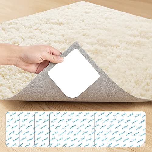 8 Pcs Rug Tape, Reusable Carpet Tape for Area Rugs，Non