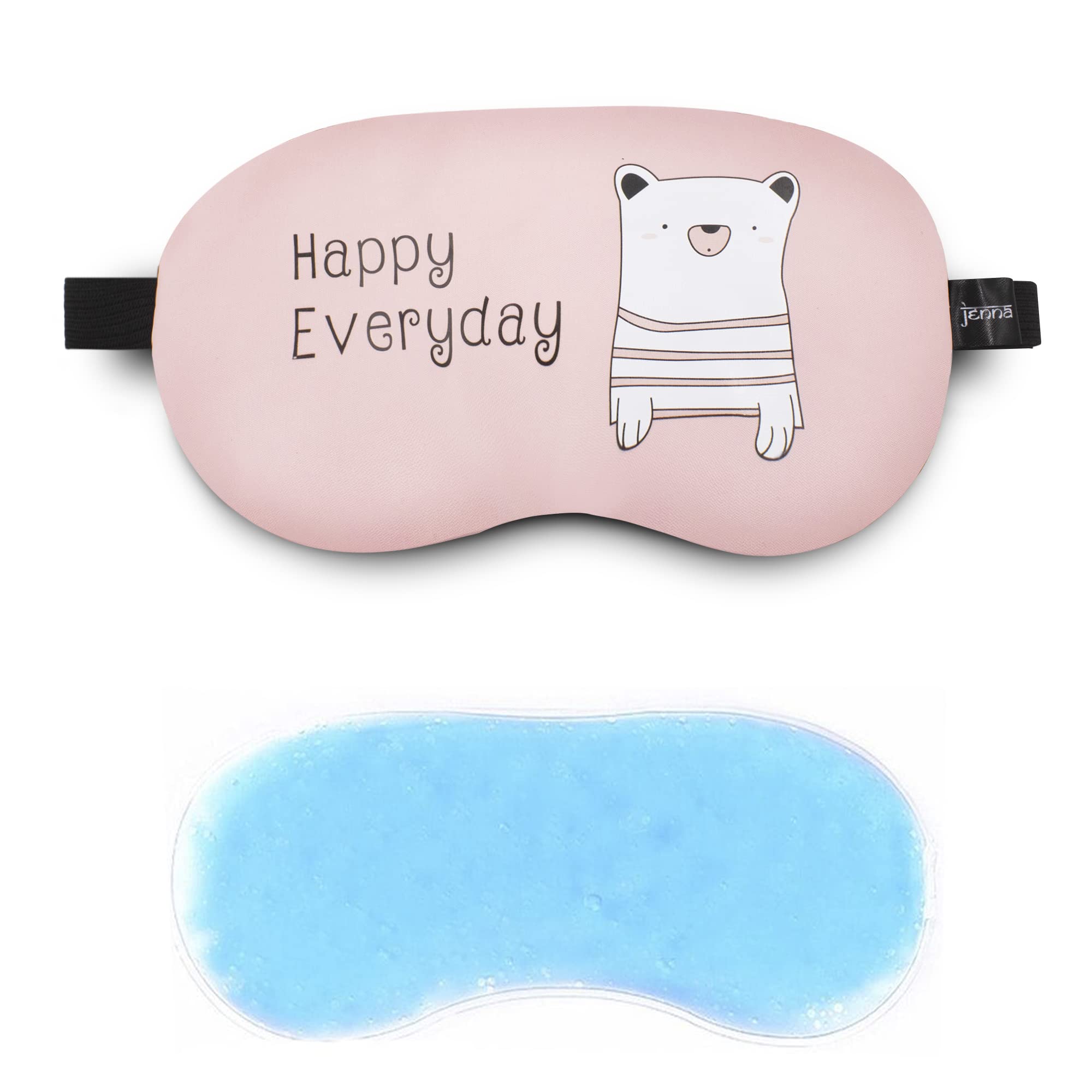 Jenna Unisex Printed Alphabet Sleeping Eye Mask Comfortable, Soft And With Adjustable Strap With Gel (Pink)