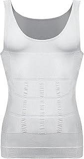 قميص داخلي بدون اكمام لتنحيف الجسم والخصر للرجال مع ضمان لمدة عامين ضغط للصدر للتحكم في البطن ابيض L 693097