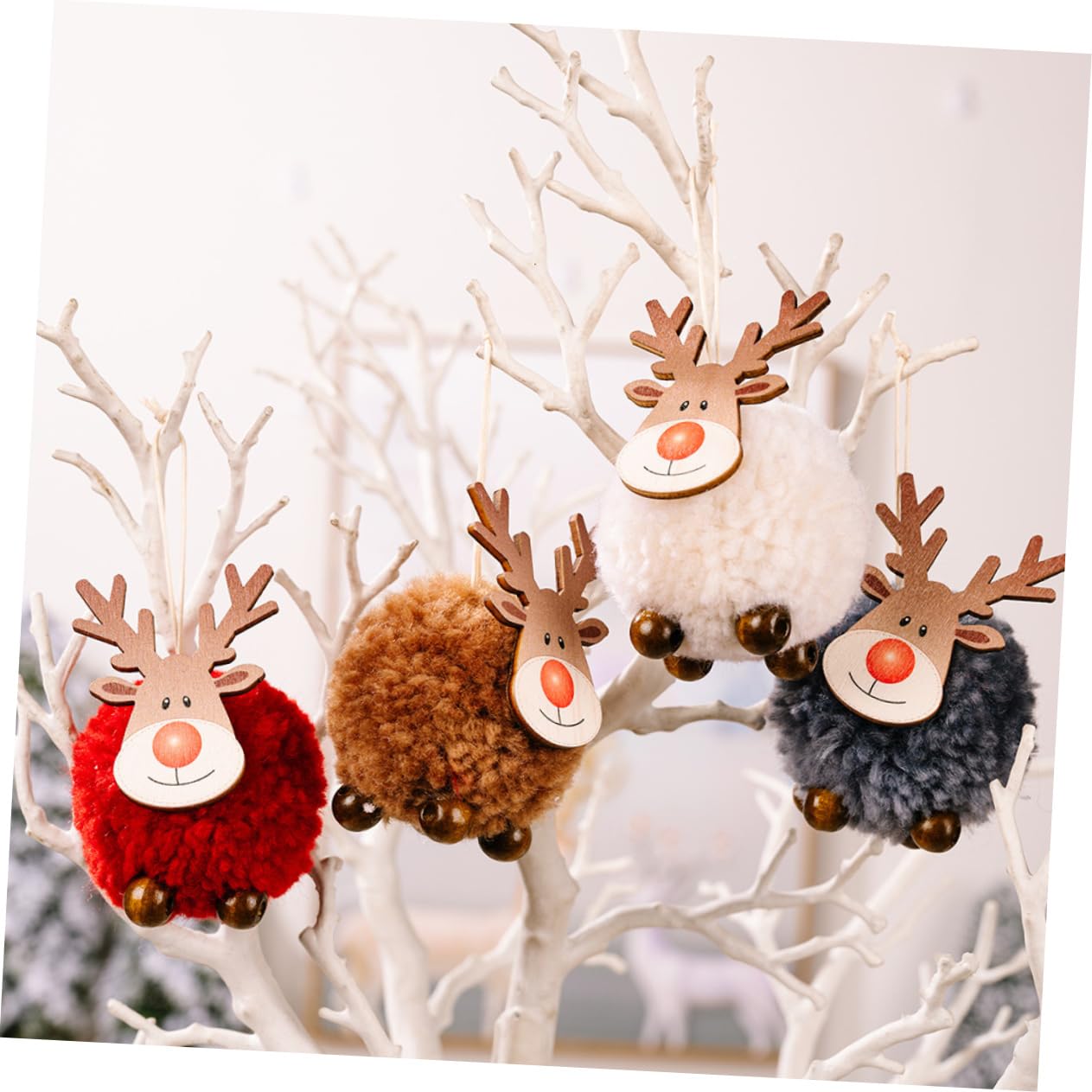 Zerodeko 4 Set Ciondolo Albero Di Natale Addobbi Natalizi Ghirlanda Pendenti Natalizi Ciondolo Natalizio Decorazioni Natalizie in Feltro Di Legno Decorazione Della Finestra 4 Pezzi*4
