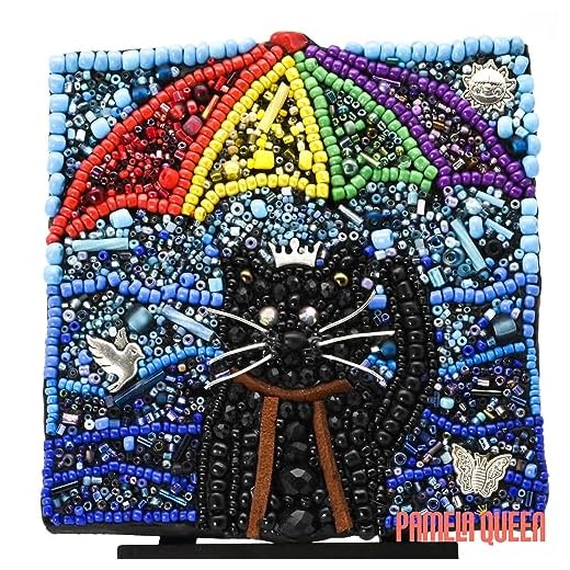 Adventure Kitty - Rainbow Umbrella Art