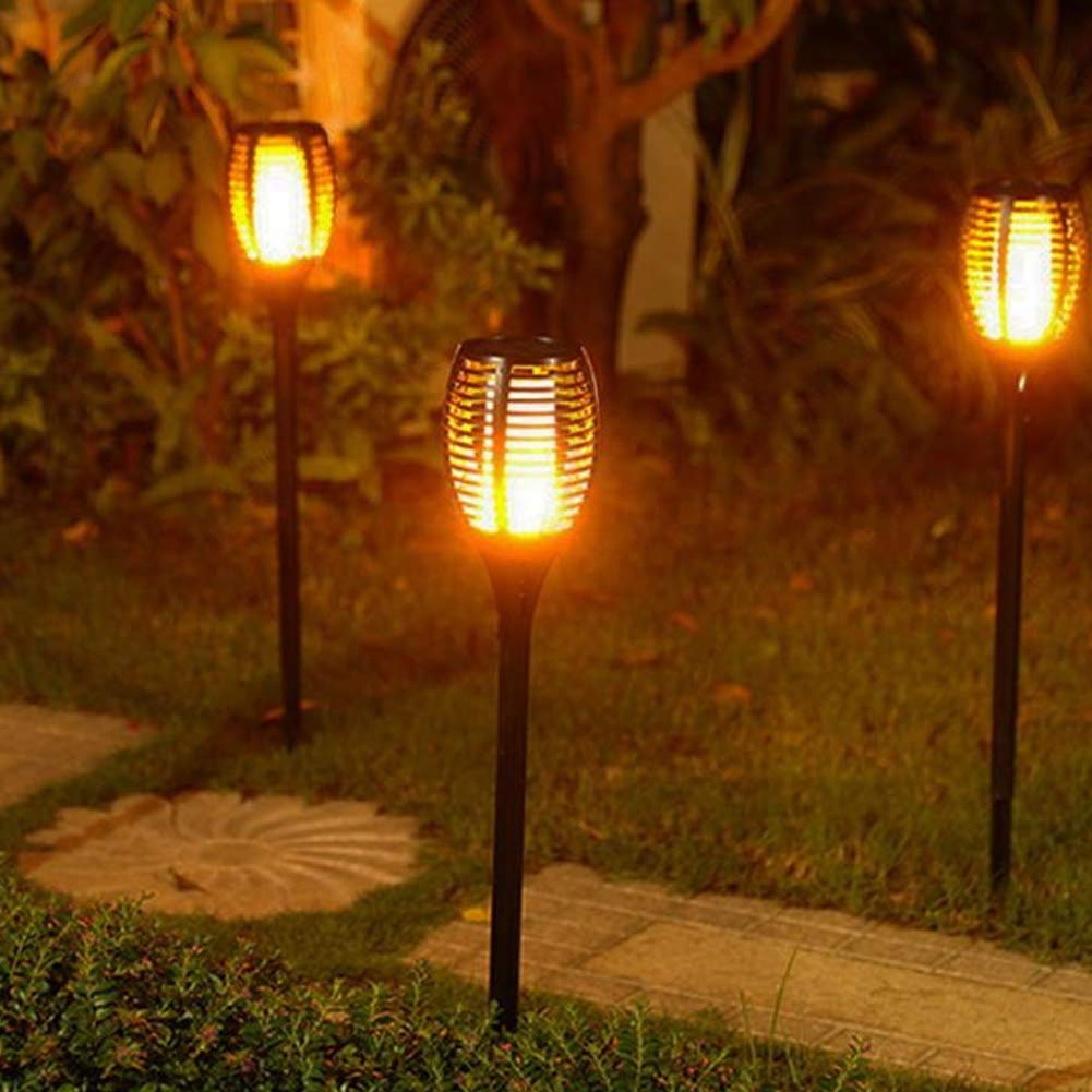 2 Lampade Giardino Effetto Fuoco 48cm Ricarica Solare Fiaccola Torcia Luce Led 51211122