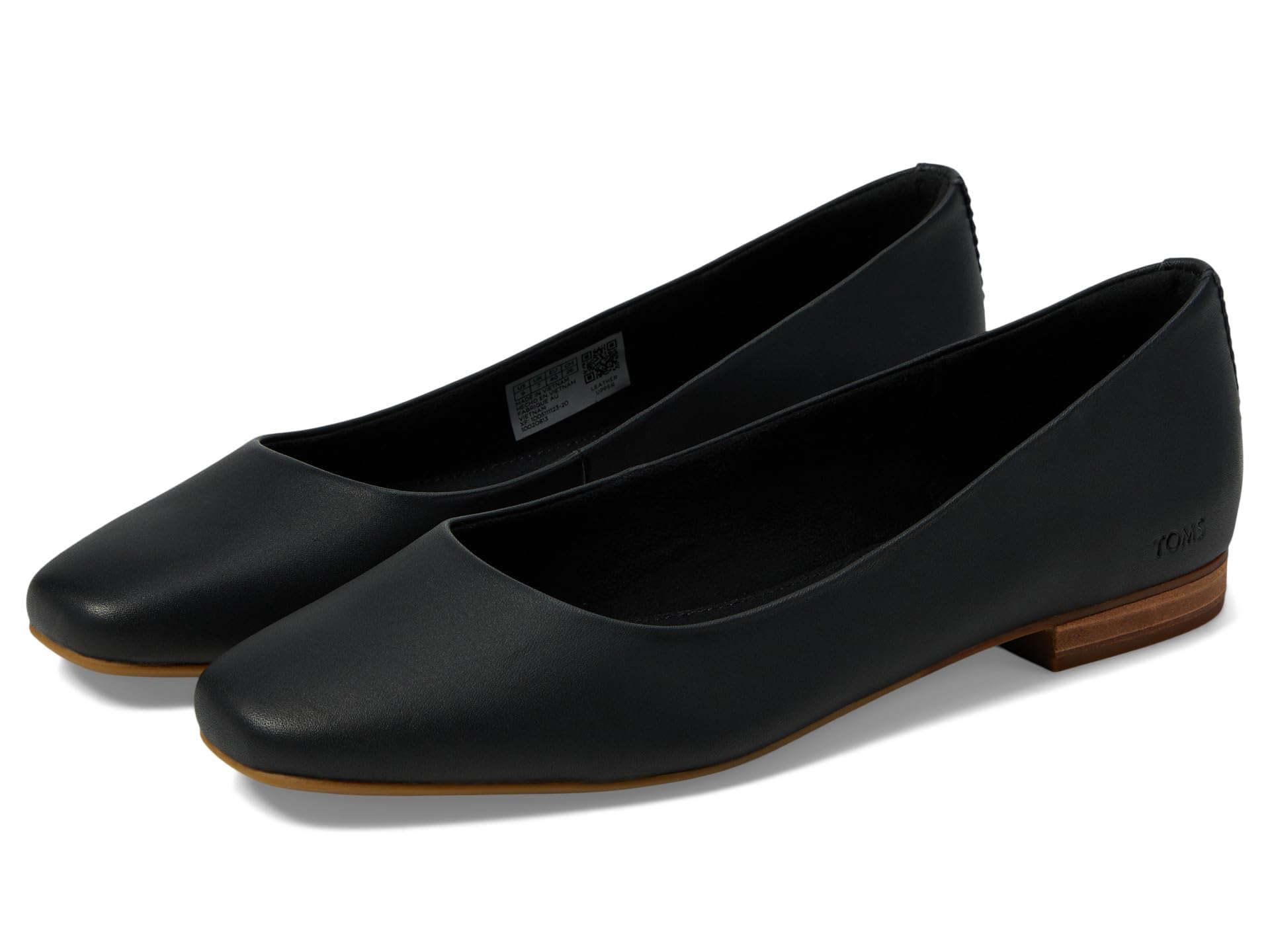 TOMS Women's Briella Ballet Flat, Black Leather, 4.5 UK
