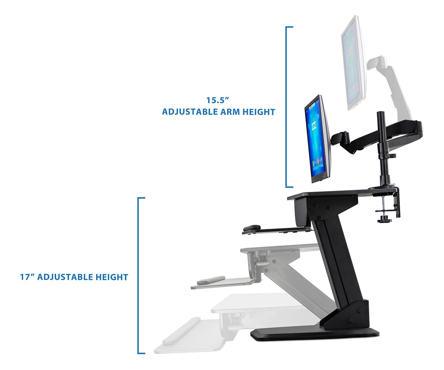 MountIt! SitStand Desk Converter and Height Adjustable Monitor Mount