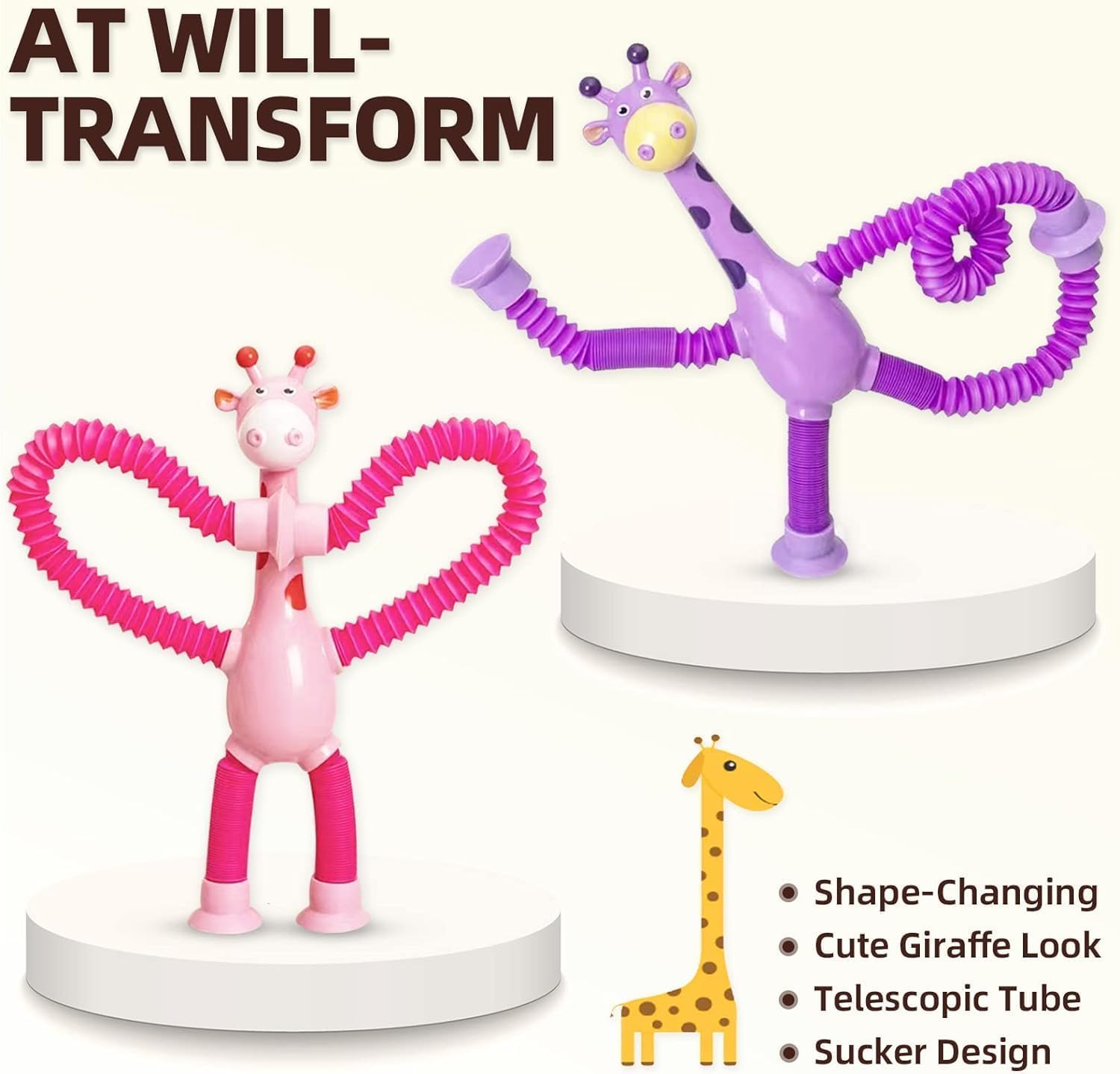 Toy Imagine Telescopic Suction Toys Pack of 4 Giraffe | Travel Friendly Suction Toys for Toddlers & Kids | Engaging Baby Toy for Flight, Car & Home | Unique Sensory Toy for 1+ Year Olds 2