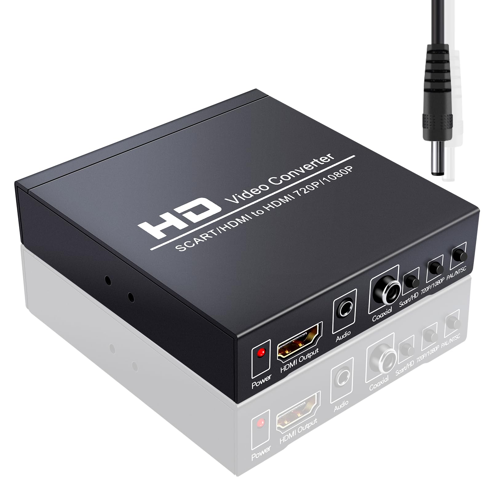 GRACETOP Conversor euroconector a HDMI para caja de audio de video convertidor euroconector 1080P, convertidor de video HD con escalador de video PAL/NTSC, 1080P/720P, salida de audio coaxial de 3.5