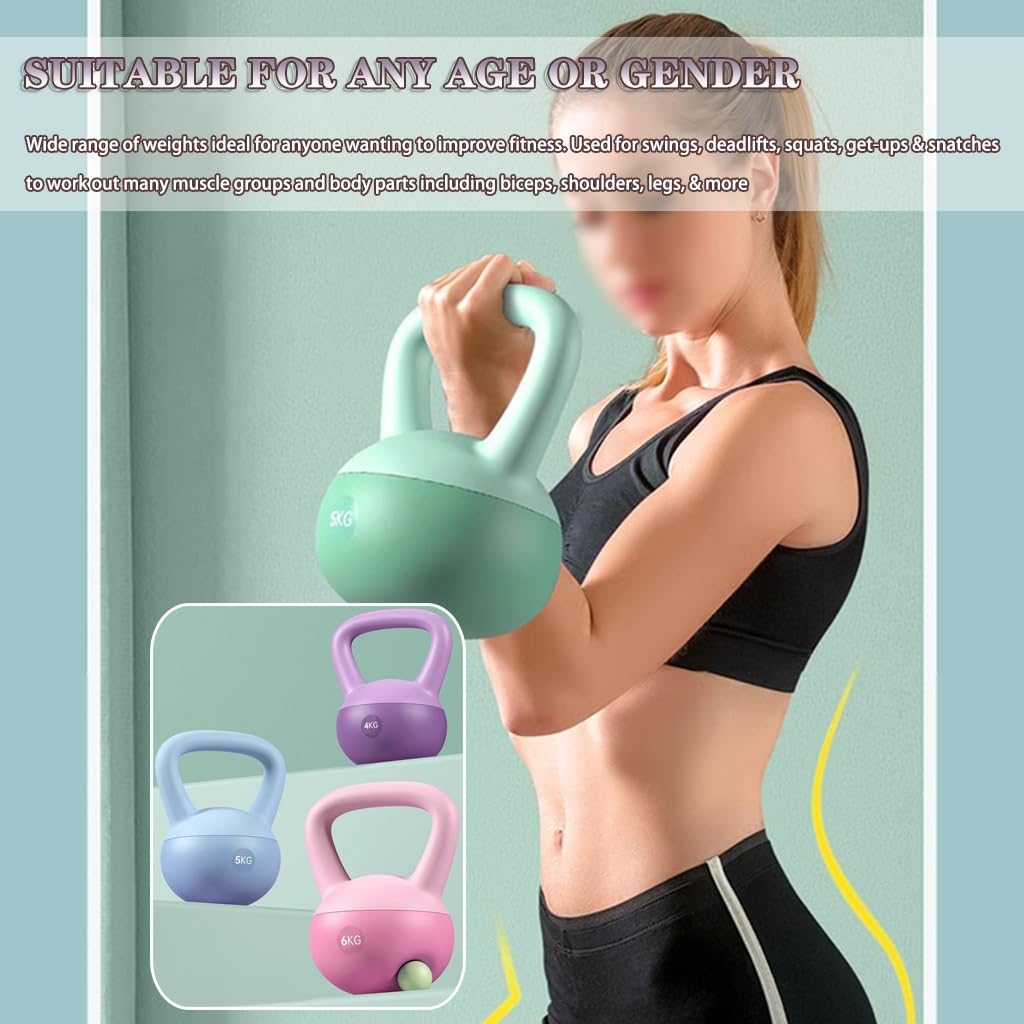 Kettlebell Sporttraining Für Anfänger Kugelhantel, Fitnessstudio-Körperformung Und Gewichtsverlust Weich Kugelgewicht, Trainingsgeräte Für Männer Und Frauen(Pink-8kg)