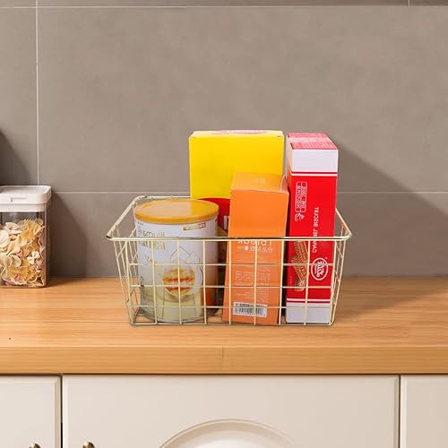Miniatura 7 de Tonxus 4 cestas de almacenamiento de alambre para cocina organizador de almacenamiento de metal para el hogar organizador de contenedores con asa