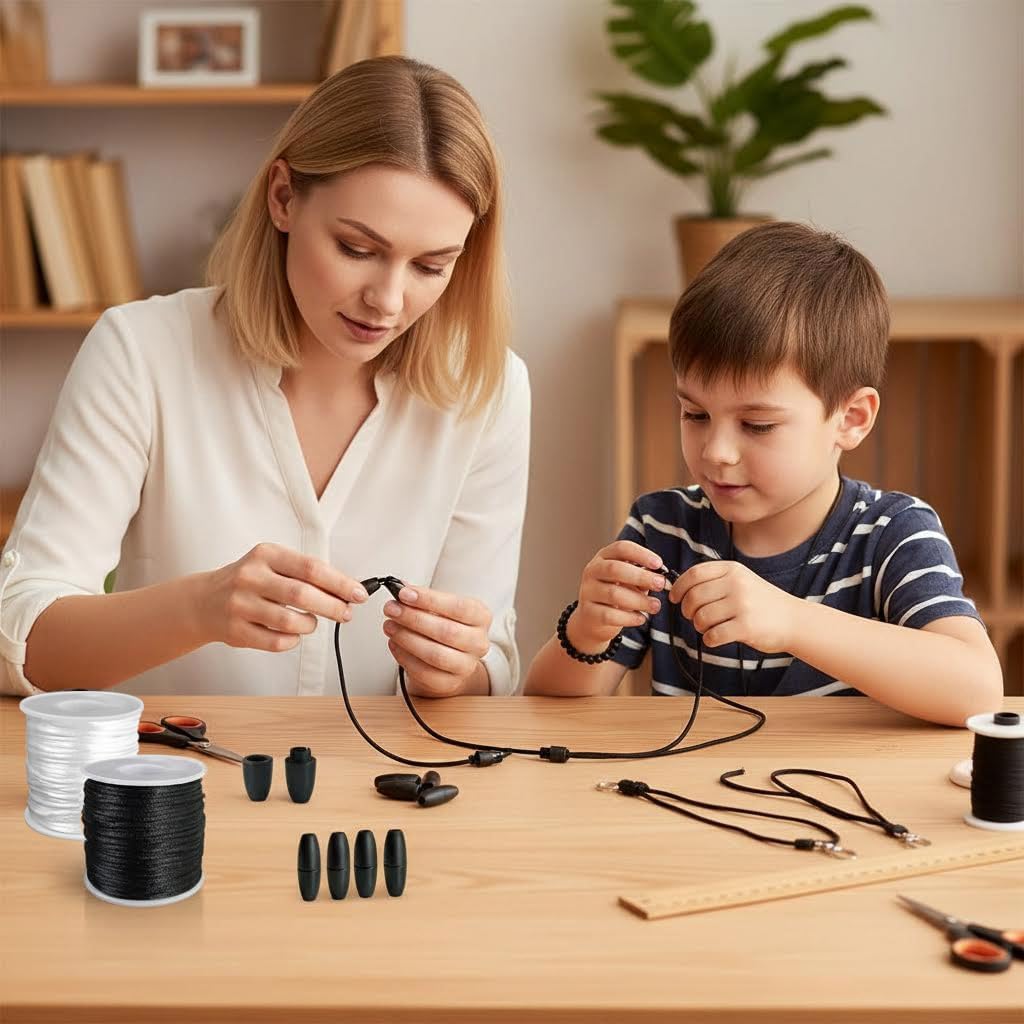 Ewparts Breakaway Clasp with Lanyard String 30 Pairs Safety Break Away Clasps Bead Barrel Connectors with 50m Black Nylon String 2mm Nylon Cord for Bracelets,Necklace,Adults Jewellry Making Craft Kit - Image 5