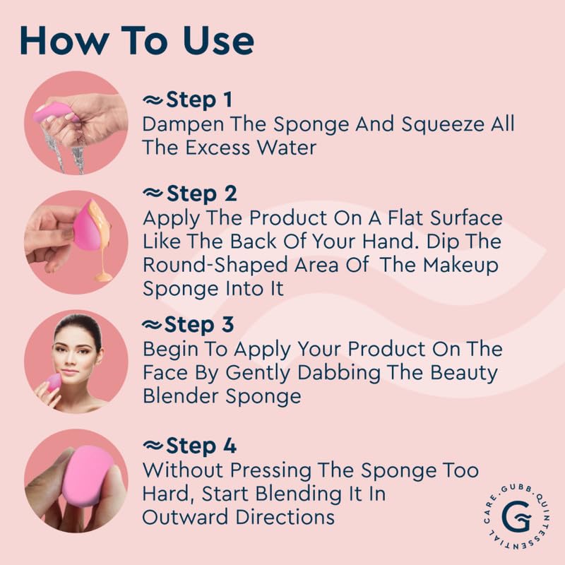 Image of GUBB Professional Mini Makeup Sponge Beauty Blender | Cosmetic Blending Tool for Liquid, Cream & Powder Beauty Products| Egg shape Face Sponge Puff Pack of 3 (Light Pink)
