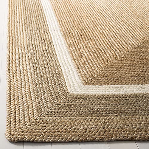 Image of Jute Braided Natural Hand Woven & Reversible Rug for Living Room Kitchen Entryway, Farmhouse Rustic Burlap Carpet Floor Mat (singlewhite, 6X9-feet)