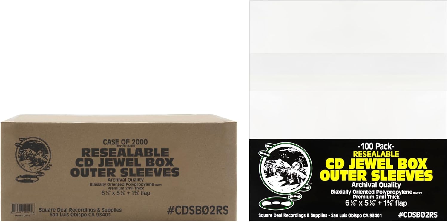 Crystal-Clear Resealable CD Jewel Case Sleeves – 2 mil Archival-Grade Protection with Dust-Proof, Anti-Static and Scratch-Resistant Design for Standard 10.4 mm Cases - 2000 Pack