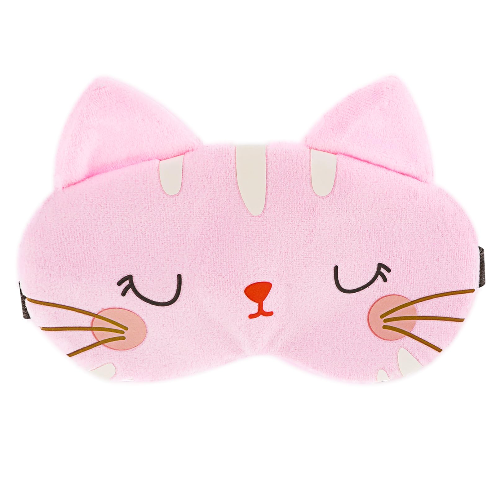 WLLHYF Cute Sleeping Eye Mask Soft Plush Cartoon Cat Blindfold Comfortable Animal Eye Cover Funny Novelty Sleeping Eye
