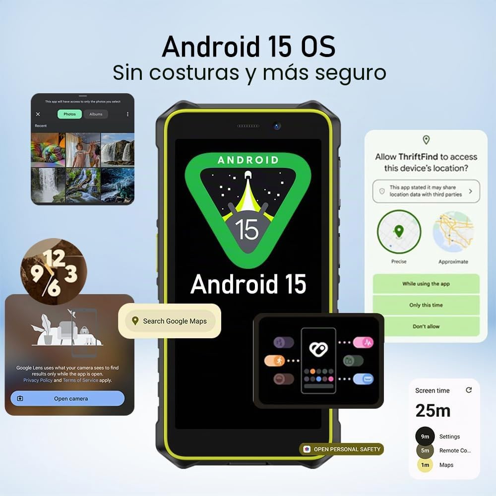 RugKing 2 Pro Móvil Irrompible Android 15, 4G Móvil Indestructible con IA, 8GB+128GB/2TB, 5.45" HD+, 13MP+5MP, 4550mAh, Smartphone Impermeable IP68, 4G Doble SIM/5G WiFi/NFC/OTG/GPS/FM,Naranja