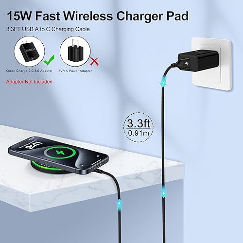 Miniatura 5 de Cargador inalámbrico S25 para Samsung Galaxy S25 Ultra S25+ S24 Ultra S24 FE S23 S22 S21 FE 5G, 2 paquetes de 15 W Pixel 9 Pro Estación de carga