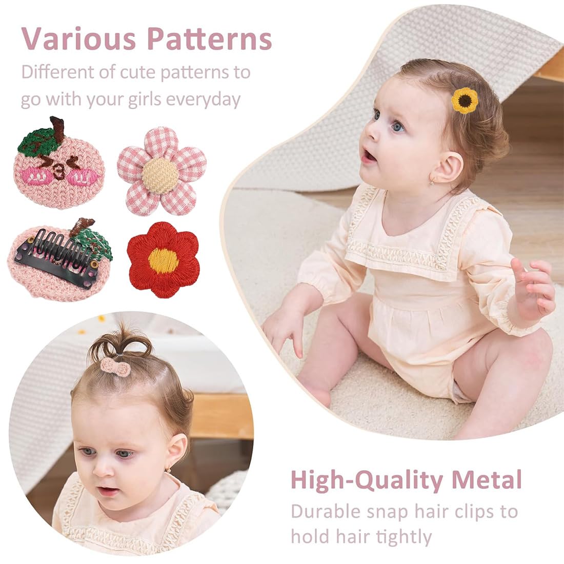 Barrettes Bébé Fille Mini en Coton Doux - Fleurs Panda Tournesol - Accessoires Cheveux Sécurisés Sans Irritation - Confortables pour Nouveau-Nés et Enfants