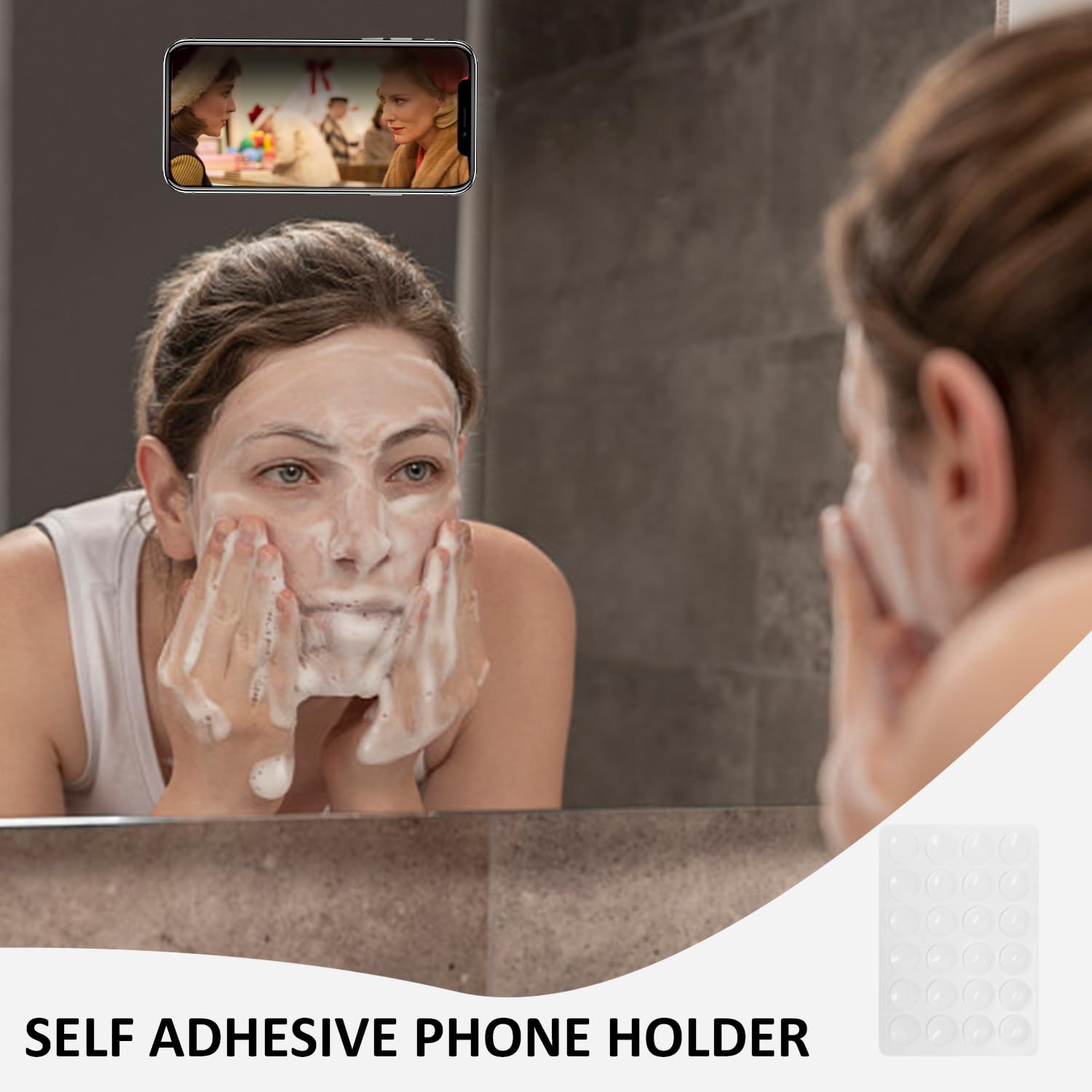 Confezione da 6 Ventose per Cellulare Trasparenti, Ventose in Silicone Rettangolari, Supporto per Cellulare in Silicone Autoadesivo, Accessori per Cellulare