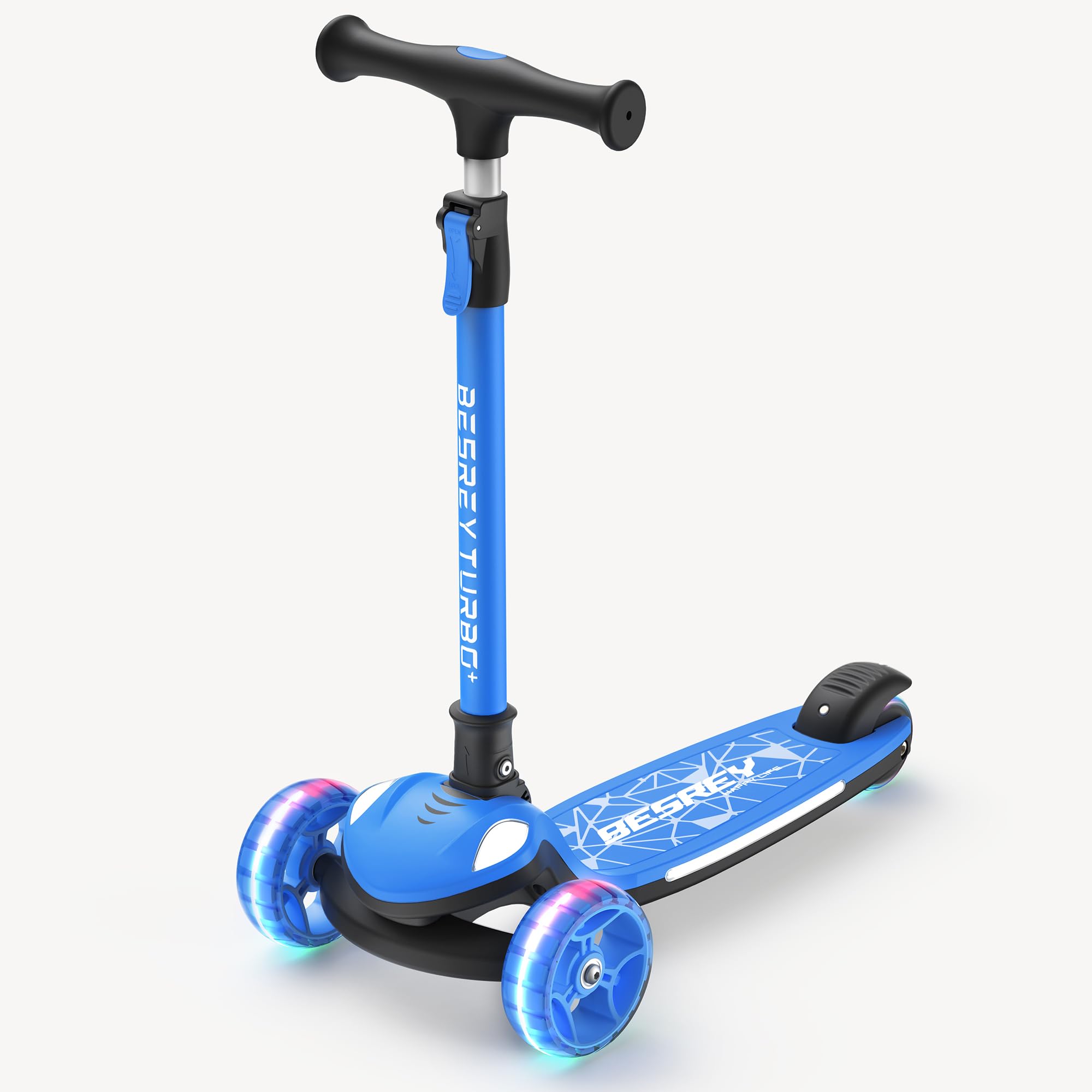 besrey Scooter for Kids Age 3-10, Foldable 3 Wheel Light-up Scooter
