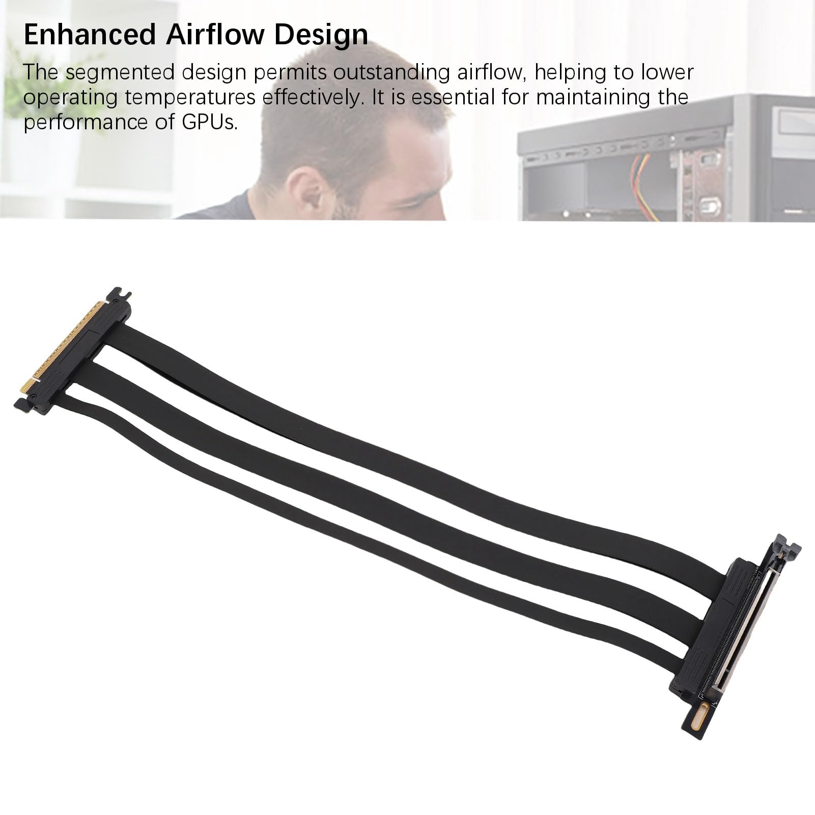 Fabater PCIE 5.0 X16 Prevention sygnał Sygnału Pionowego Zapobieganie Kabelowi 128 Gbit/Sabate do PC Pokrywa Extreme Gaming-Black PCIE 5.0 X16 dla RTX 4090 (TI) (40cm)
