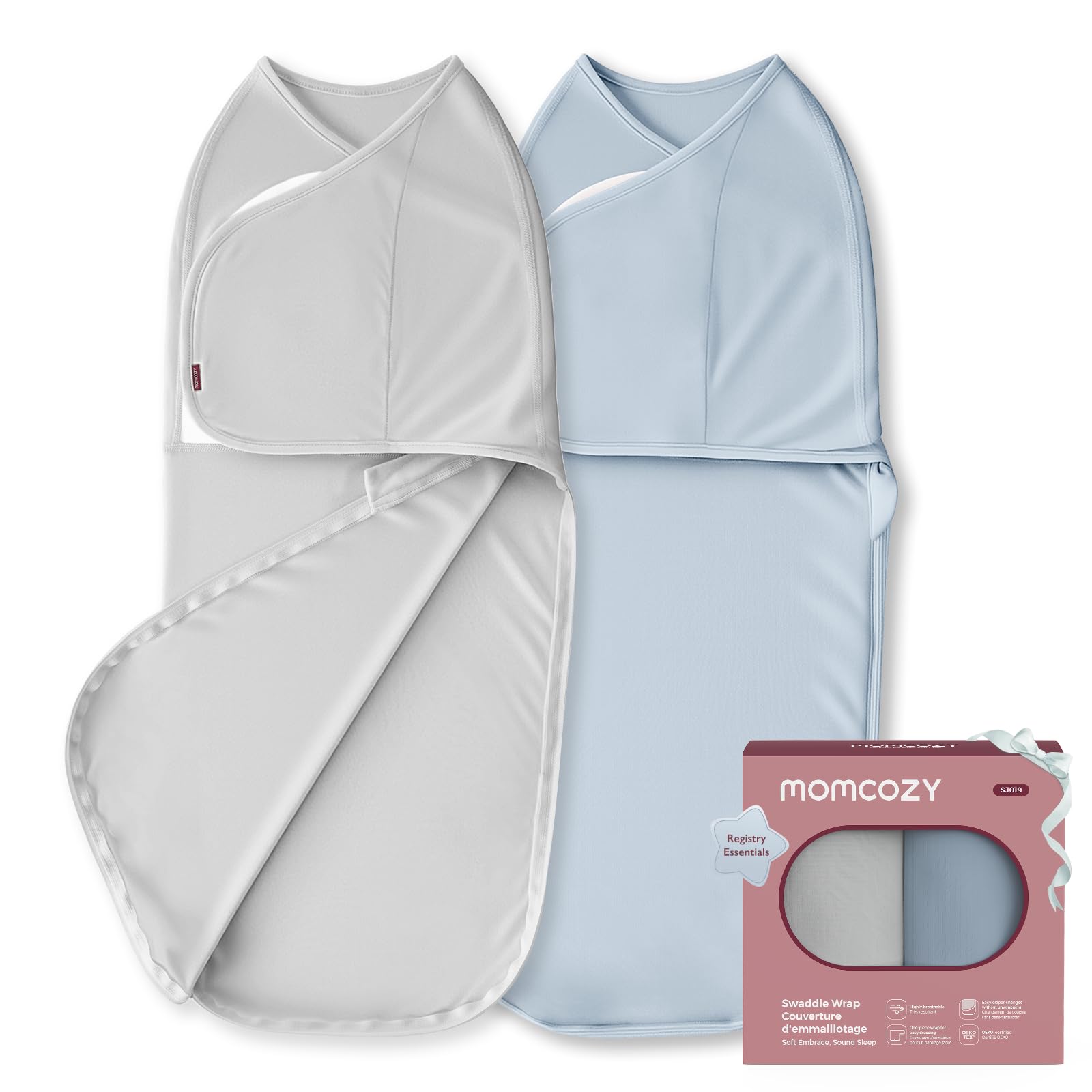 momcozy Swaddles for Newborns 0-3 Months, Quiet Fastener Swaddle Wrap, Easy for New Parents, Reduces Startle Reflex, 2-Pack, Bloom — view 11