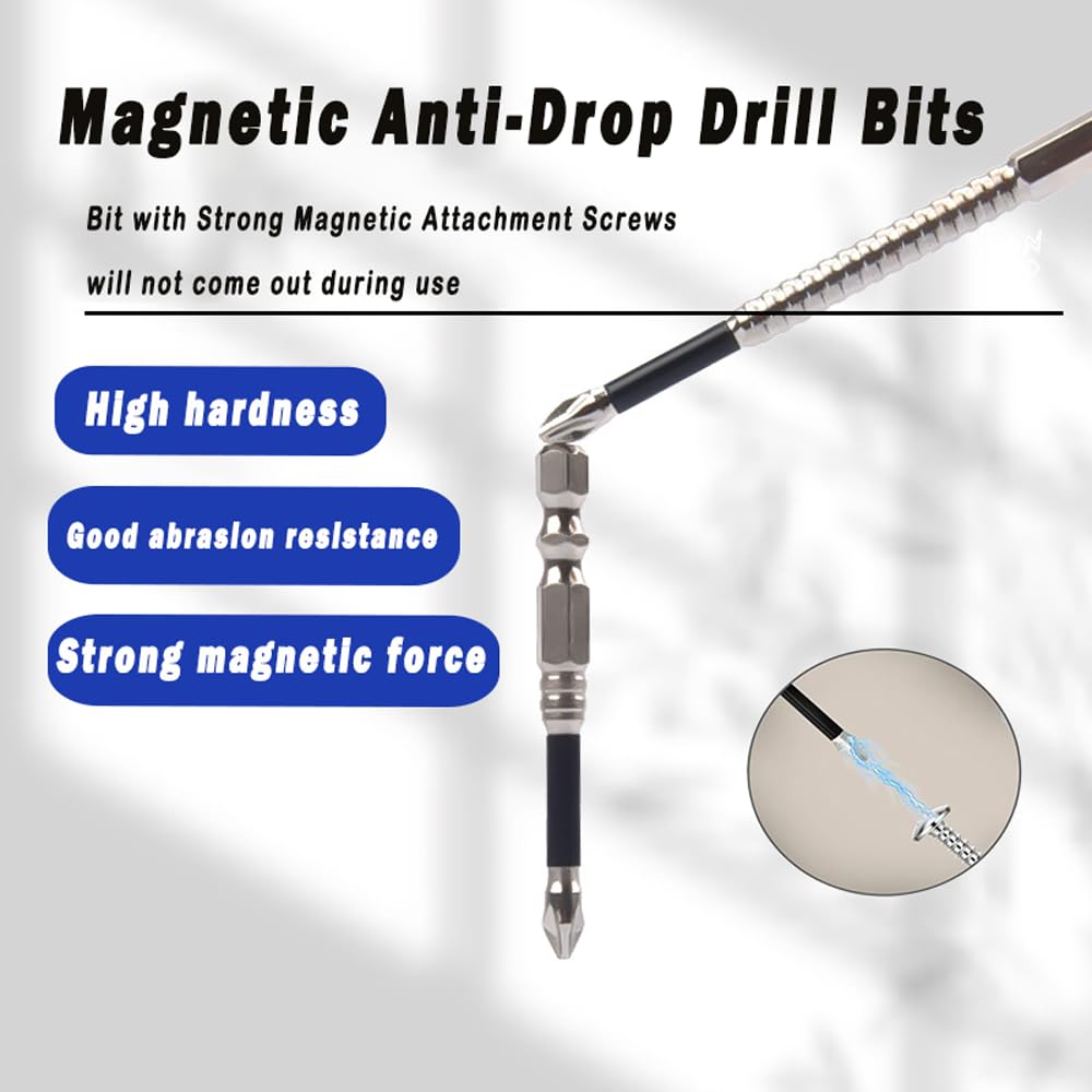 9 Pezzi di punte per trapano per cacciavite ad alta magnetia – Punte Avvitatore Magnetiche in acciaio K5，punte per trapano magnetiche antiscivolo di precisione, per trapano e fissaggio a percussione (