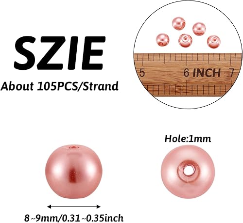 Miniatura 7 de KISSITTY 105 unidadeshebra de 516 pulgadas de cristal brillante de satén coral redondo perlas espaciadoras cuentas sueltas de 0.315 in para