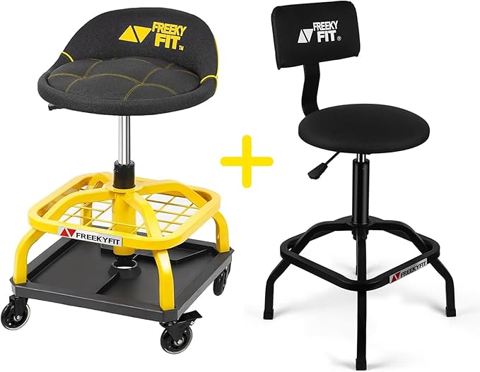 Bundle-Yellow Shop Stool and Black Bar Work Stool
