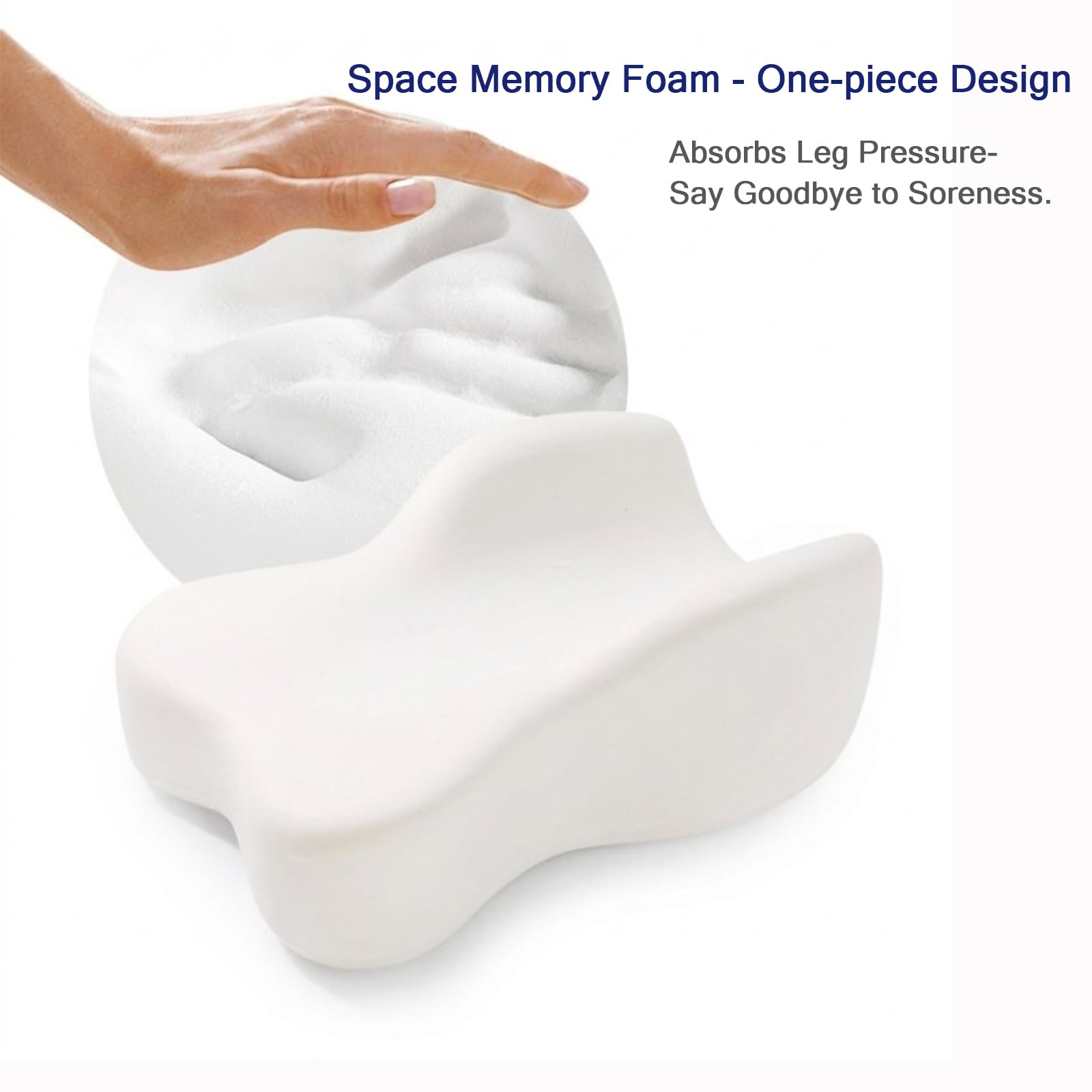Coussin Genoux pour Dormir, Ergonomique Coussin Entre Jambes pour Dormir sur Le Côté, Mousse à Mémoire de Forme, Sangle Réglable, Housse Amovible, 35 x 25 cm