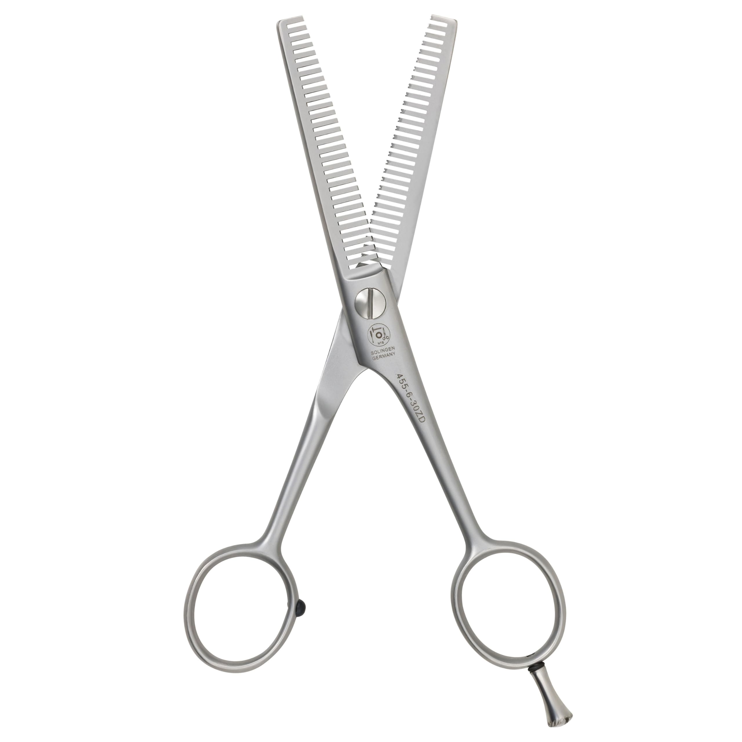 PROFI-Effilierschere 30 Zähne DOPPELSEITIG - Haarschere Friseurschere - May-Lily Line ROSTFREI, matt satiniert (6,0-30ZD = 15 cm 30 Zähne doppelseitig)