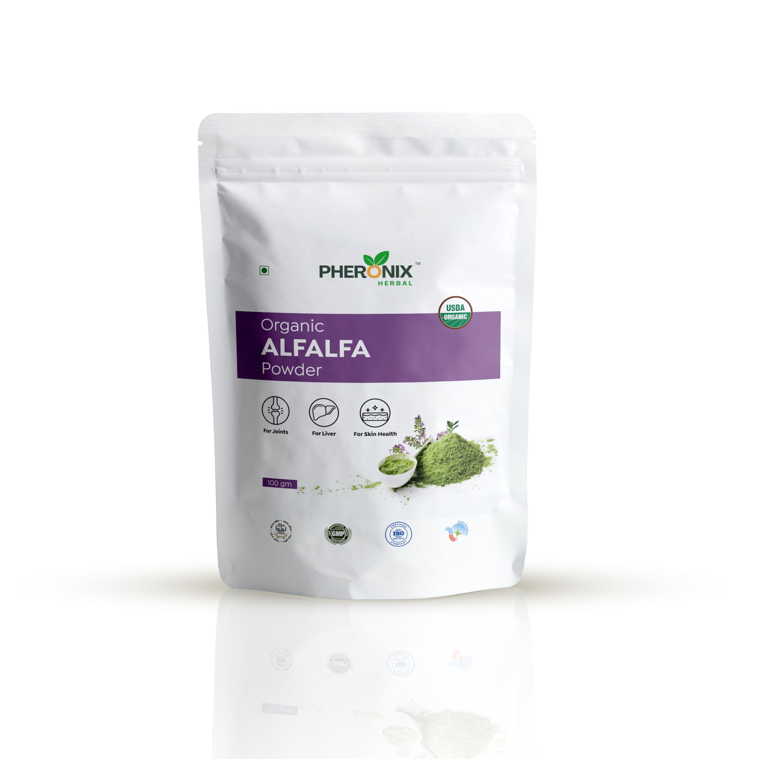 Pheronix herbal Organic Alfalfa Powder - USDA Certified Organic Alfalfa Powder for Joints pain, liver health and skin health - 100g Veg Powder (B0D12Y2XNN) Amazon Price History, Amazon Price Tracker